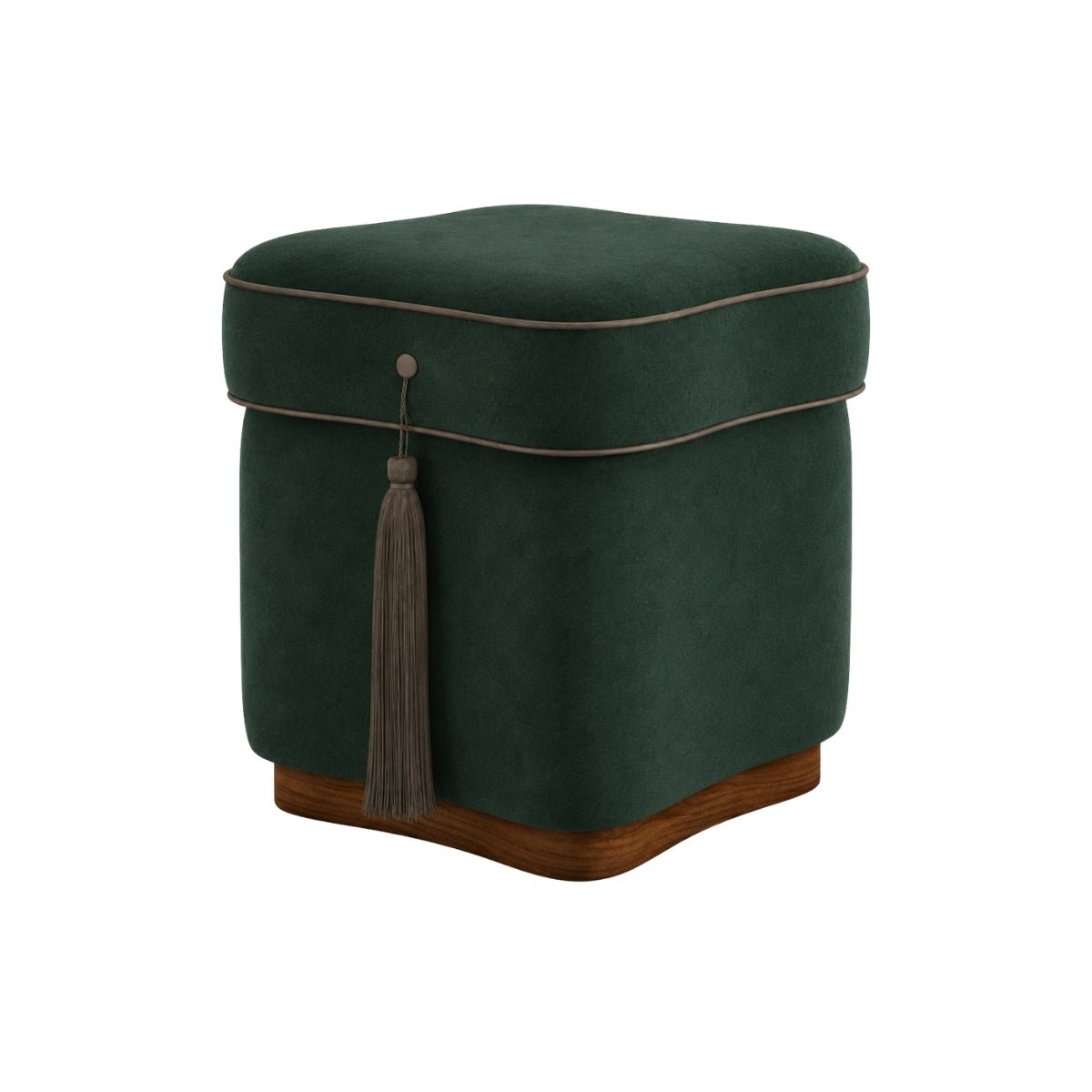Chester Plush Wooden Ottoman - ottoman - Gharaana