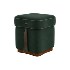 Chester Plush Wooden Ottoman - ottoman - Gharaana
