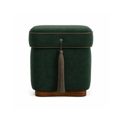 Chester Plush Wooden Ottoman - ottoman - Gharaana