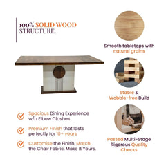 Sunburst Wooden Dining Table Set - Dining Set - Gharaana
