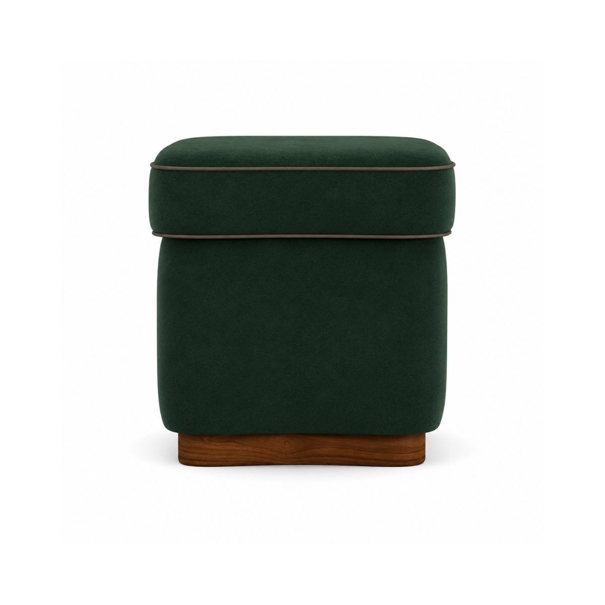 Chester Plush Wooden Ottoman - ottoman - Gharaana
