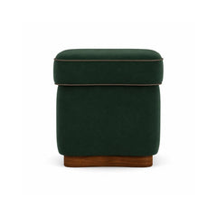 Chester Plush Wooden Ottoman - ottoman - Gharaana