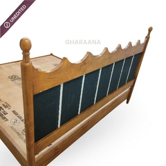 Ellora 100% Solid Wood Upholstered Bed - Beds - Gharaana