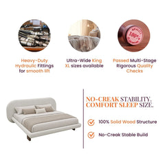 Plush 100% Solid Wood Upholstered Bed - Beds - Gharaana