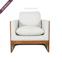 Veda Armchair with Vaayu Side Table Combo (Set of 2) - Armchairs - Gharaana