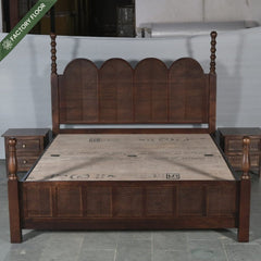Kavya 100% Solid Wood Bed with Bedside tables - Beds - Gharaana