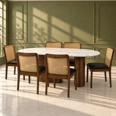 Lok Marble-Top 6-Seater Dining Set - Dining Set - Gharaana