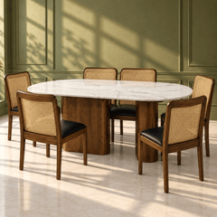 Lok Marble-Top 6-Seater Dining Set - Dining Set - Gharaana