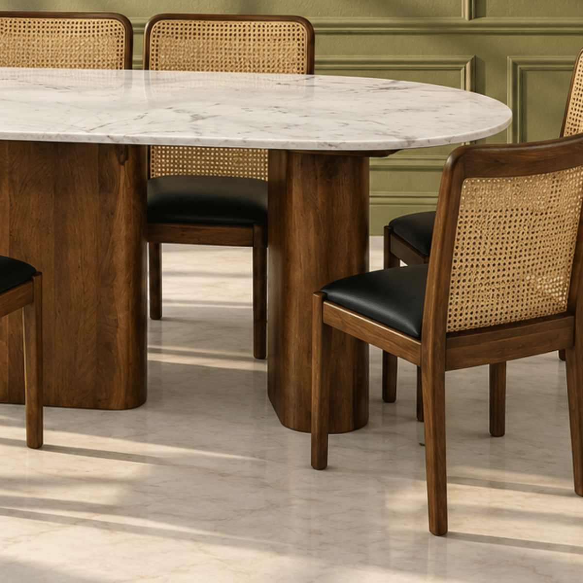 Lok Marble-Top 6-Seater Dining Set - Dining Set - Gharaana