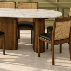 Lok Marble-Top 6-Seater Dining Set - Dining Set - Gharaana