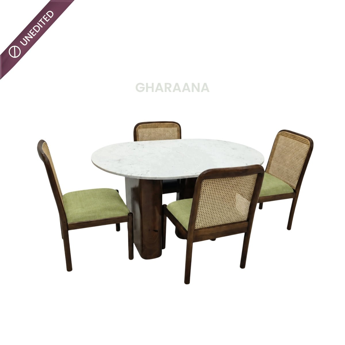 Lok Marble-Top Wooden Dining Table Set - Dining Set - Gharaana