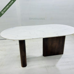 Lok Marble-Top Wooden Dining Table Set - Dining Set - Gharaana