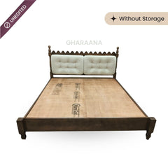 Sevilla 100% Solid Wood Upholstered Bed - Beds - Gharaana