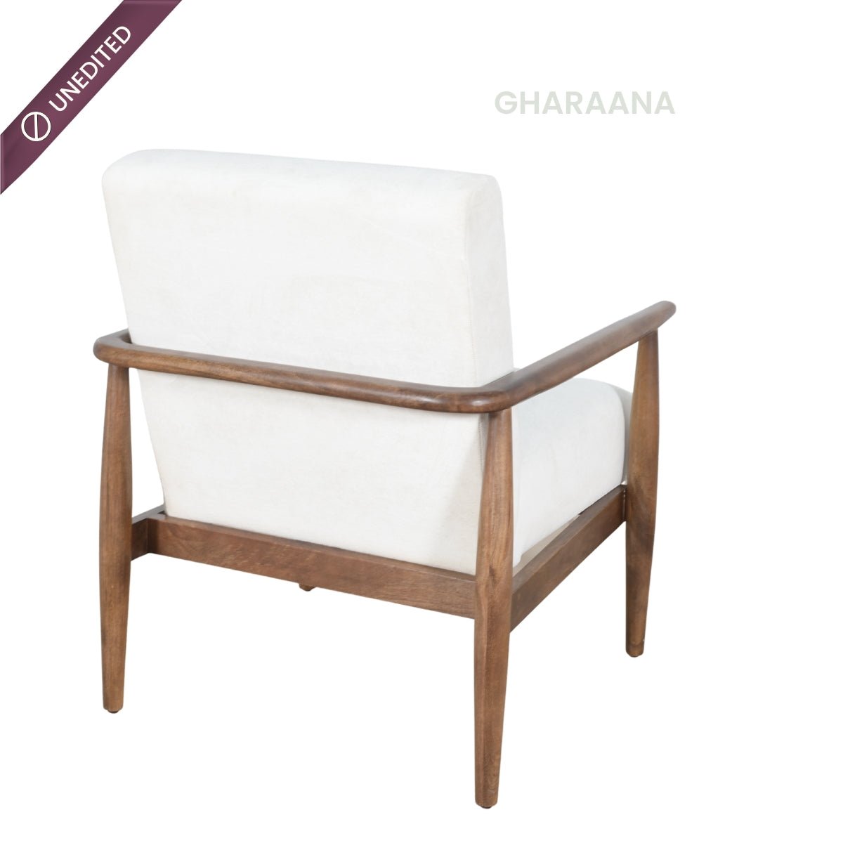 Kiyan Wooden Plush Armchair - Armchairs - Gharaana