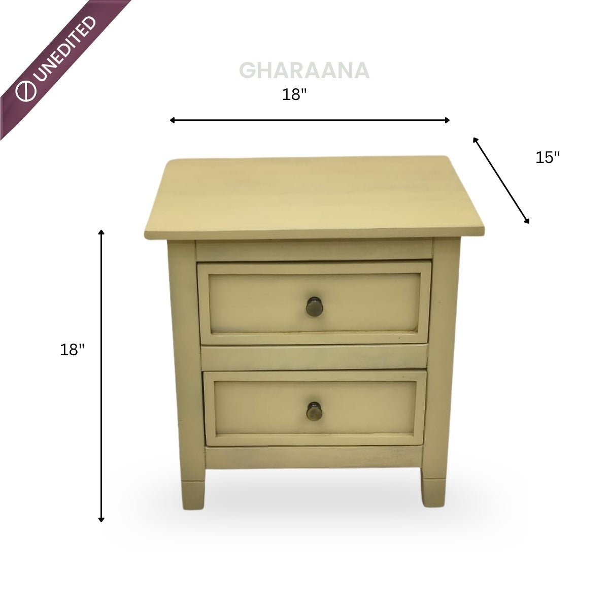 Kavya Wooden Bedside Table - Bedsides - Gharaana