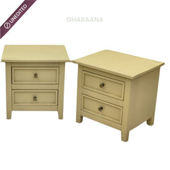 Kavya Wooden Bedside Table - Bedsides - Gharaana