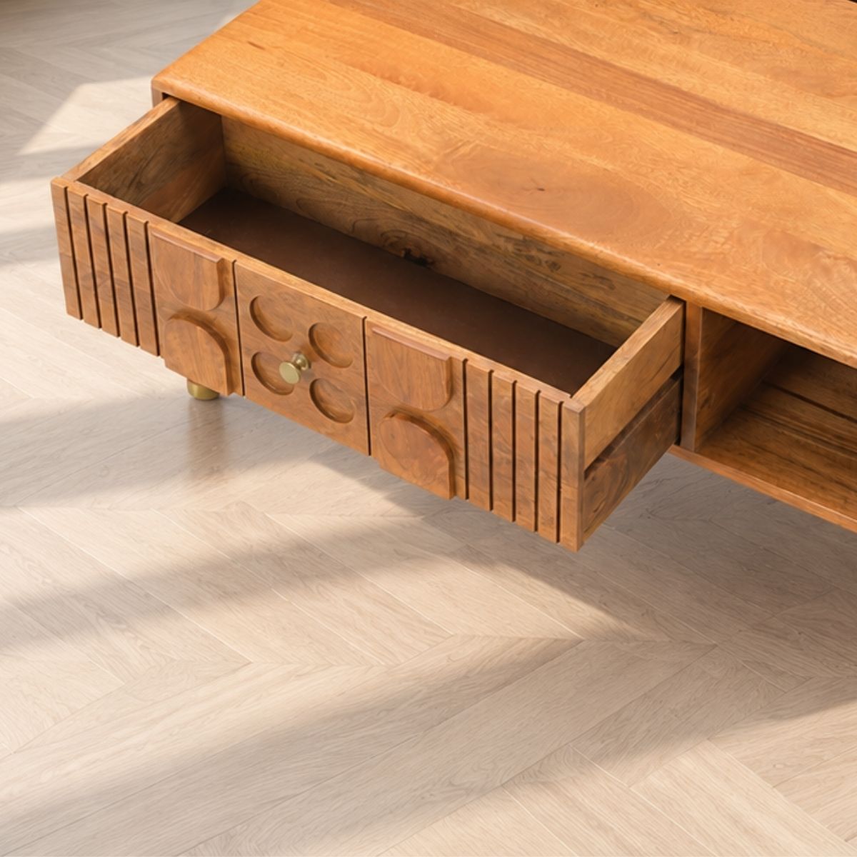 Aks Solid wood Storage Centre Table - Centre Tables - Gharaana