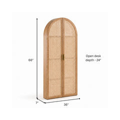 Hampton Wooden & Cane Home Office Working Desk - Office Desk - Gharaana
