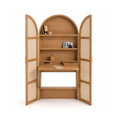 Hampton Wooden & Cane Home Office Working Desk - Office Desk - Gharaana