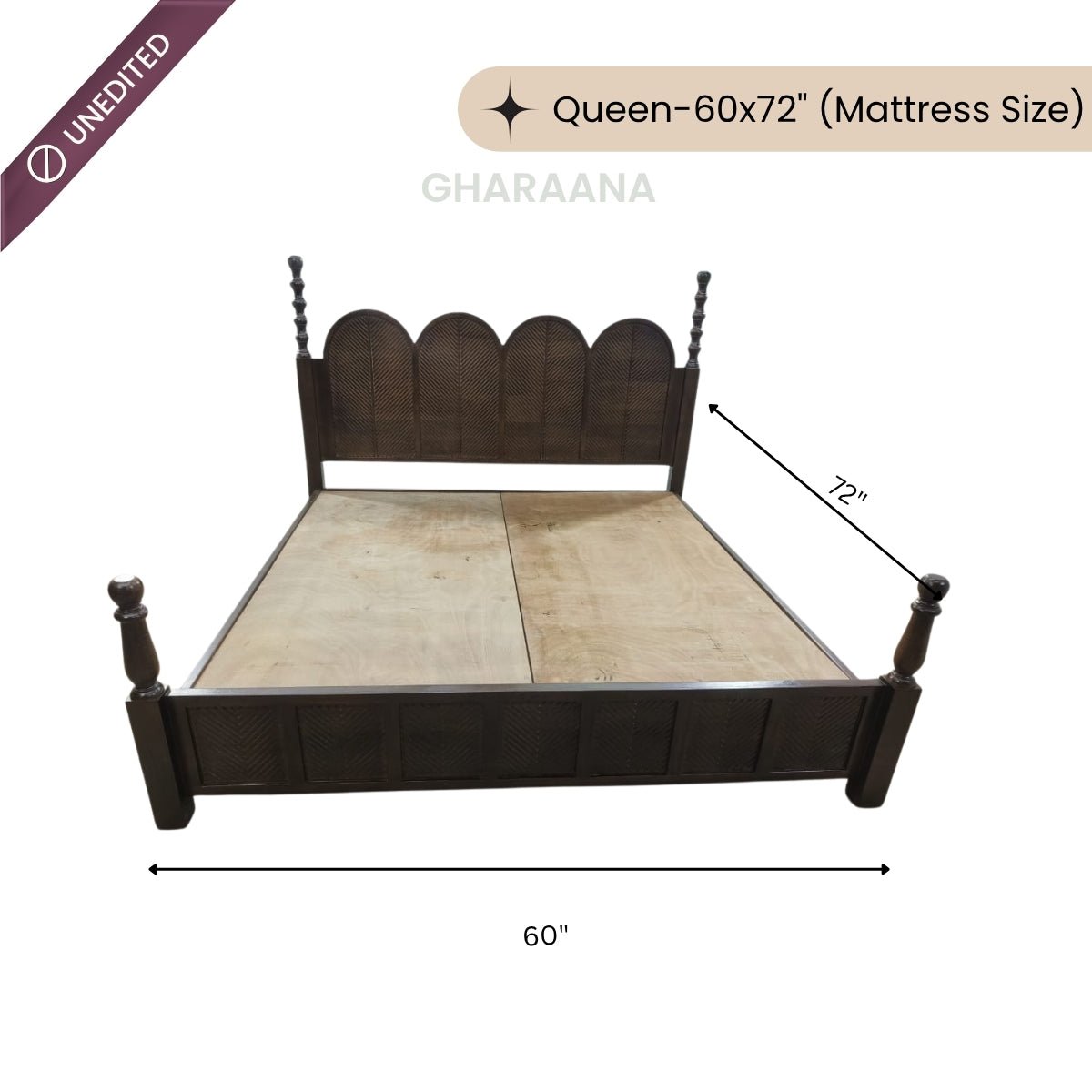 Kavya 100% Solid Wood Bed - Beds - Gharaana