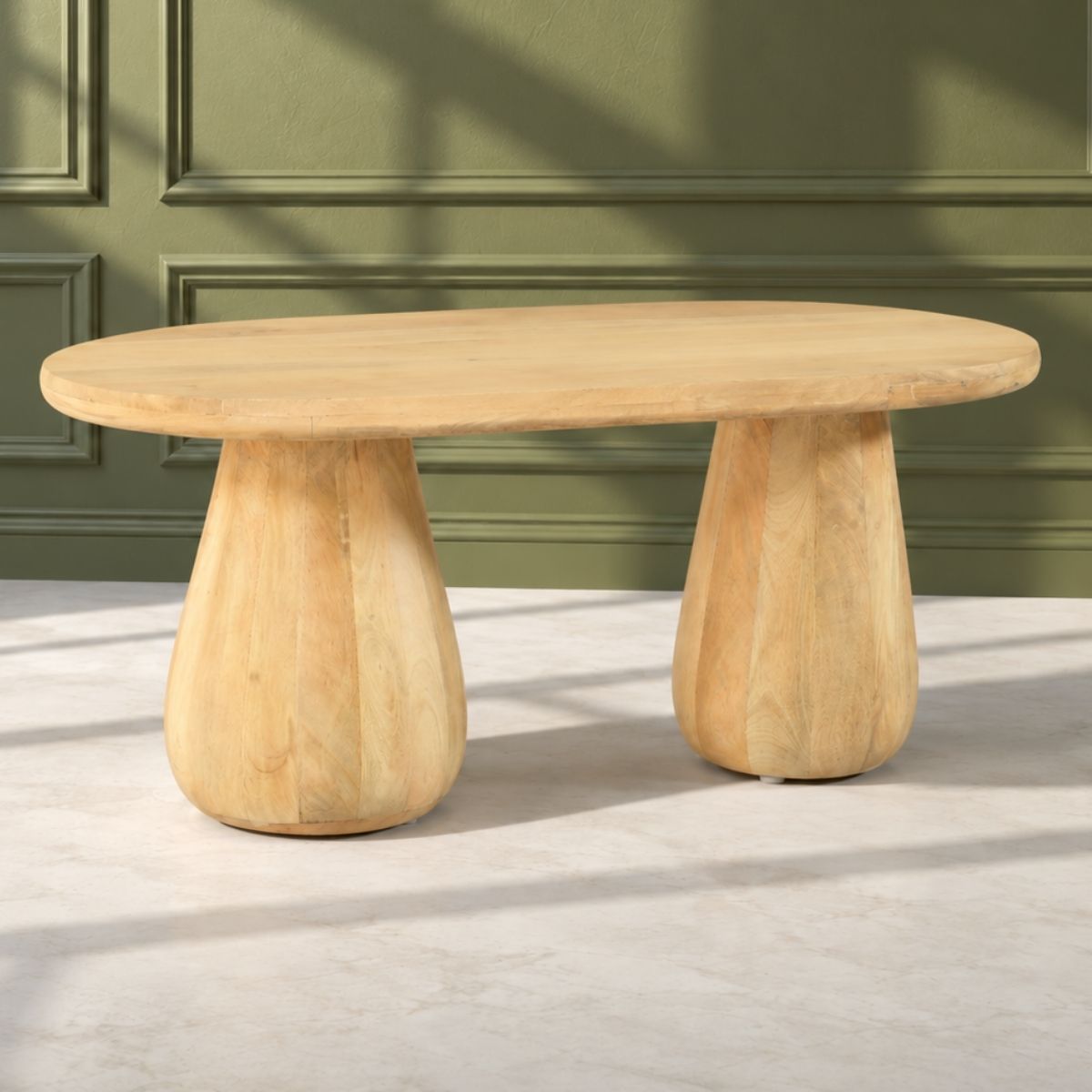 Akira Oval top Solid Wood Center Table - Centre Tables - Gharaana