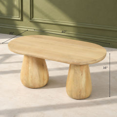 Akira Oval top Solid Wood Center Table - Centre Tables - Gharaana