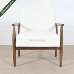 Kiyan Wooden Plush Armchair - Armchairs - Gharaana