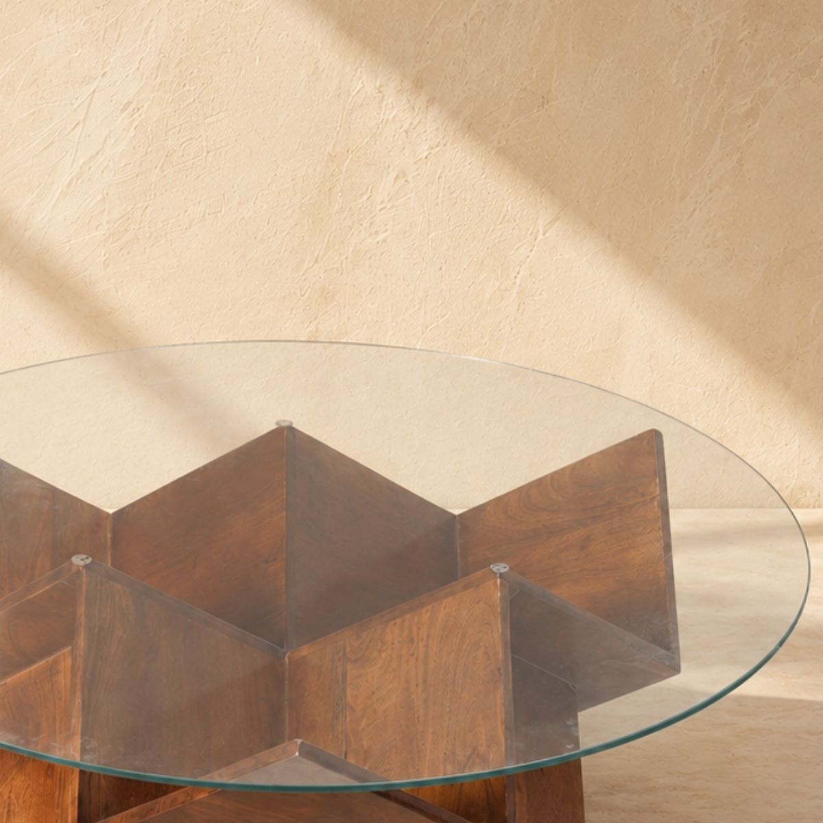 Zina Glass top Contemporary Centre Table - Centre Tables - Gharaana
