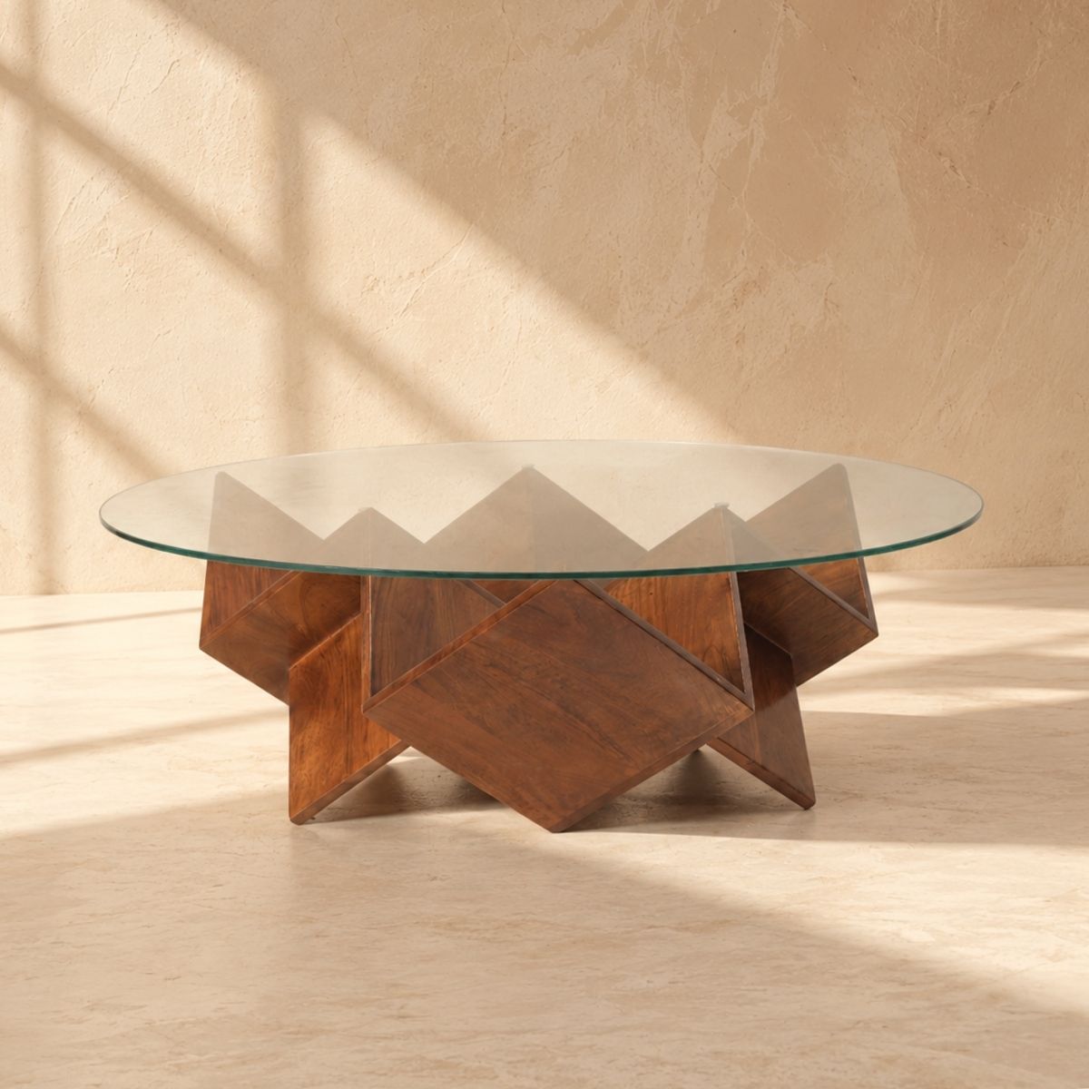 Zina Glass top Contemporary Centre Table - Centre Tables - Gharaana