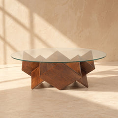 Zina Glass top Contemporary Centre Table - Centre Tables - Gharaana