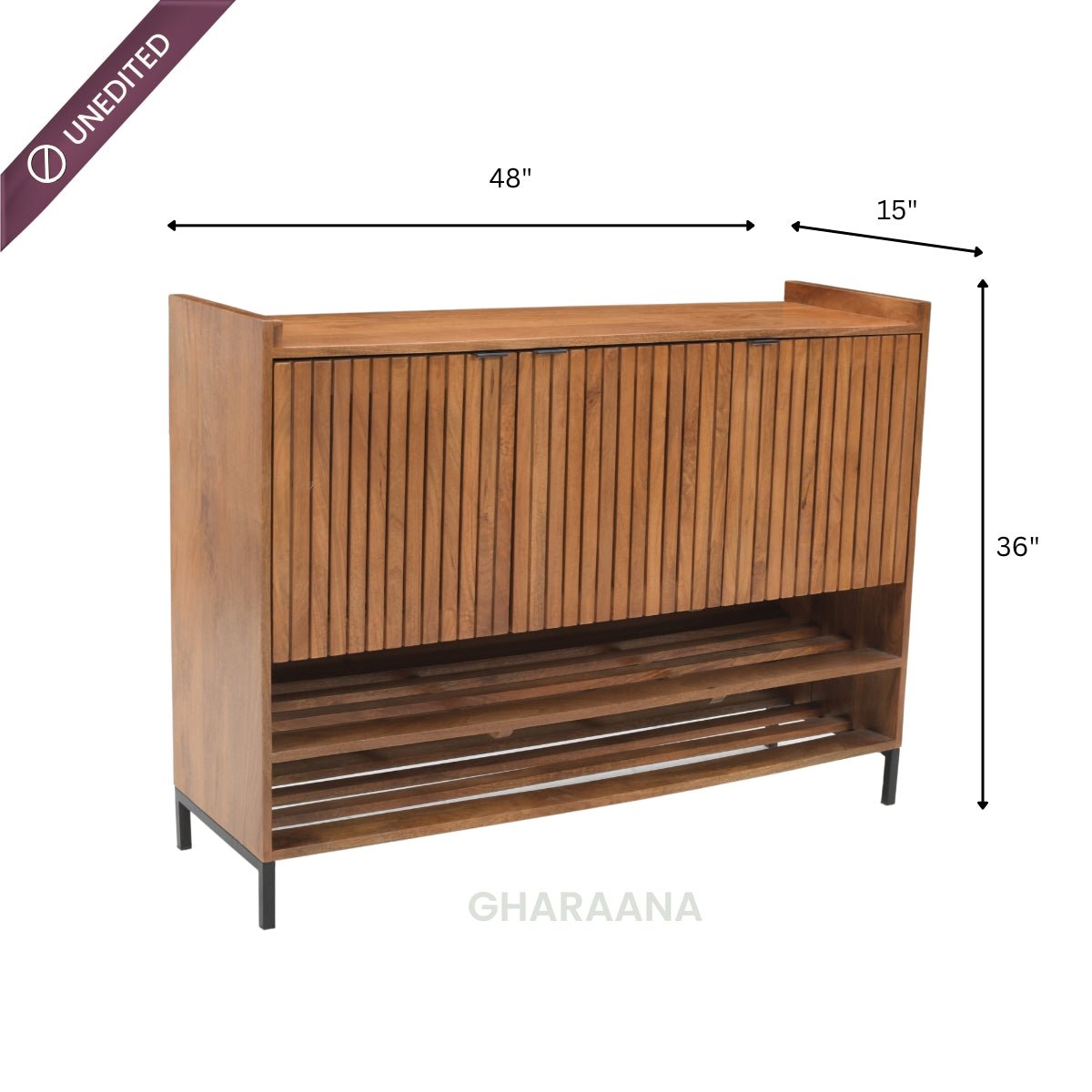 Sylvan Wooden Full Size Shoe Cabinet - Shoe Racks - Gharaana