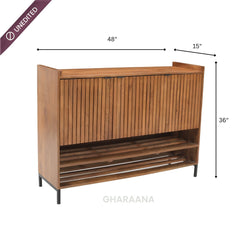 Sylvan Wooden Full Size Shoe Cabinet - Shoe Racks - Gharaana