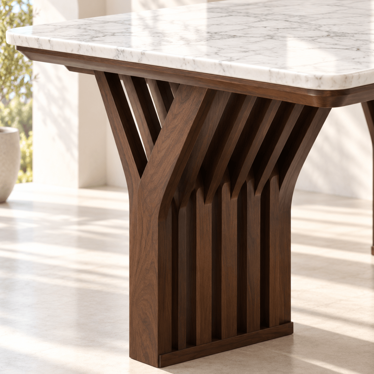Verona Marble-Top 6-Seater Dining Table Set - Dining Set - Gharaana