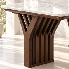 Verona Marble-Top 6-Seater Dining Table Set - Dining Set - Gharaana