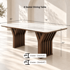 Verona Marble-Top 6-Seater Dining Table Set - Dining Set - Gharaana