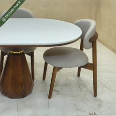 Barlow Marble-Top Wooden Dining Table Set - Dining Set - Gharaana