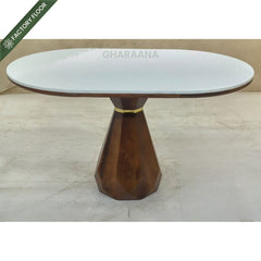 Barlow Marble-Top Wooden Dining Table Set - Dining Set - Gharaana