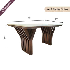 Verona Marble-Top Wooden Dining Table Set - Dining Set - Gharaana