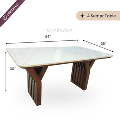 Verona Marble-Top Wooden Dining Table Set - Dining Set - Gharaana