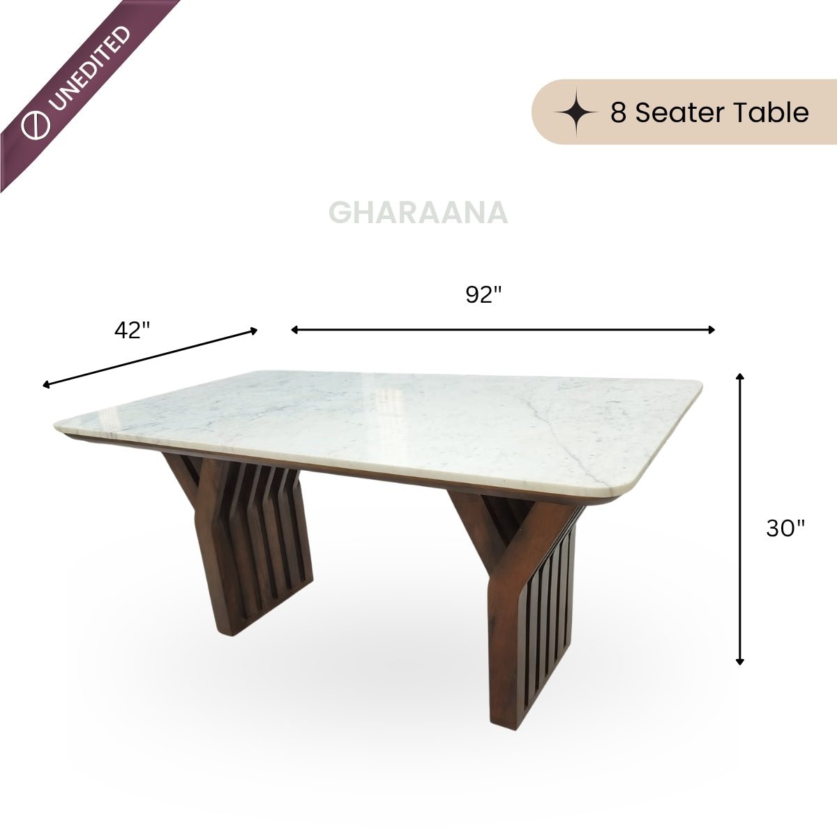 Verona Marble-Top Wooden Dining Table Set - Dining Set - Gharaana