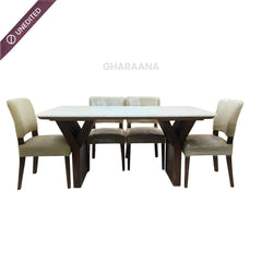 Verona Marble-Top Wooden Dining Table Set - Dining Set - Gharaana