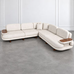 Monarch Wooden Upholstered L-Shaped Sofa Set (Left Aligment) - Sofas - Gharaana