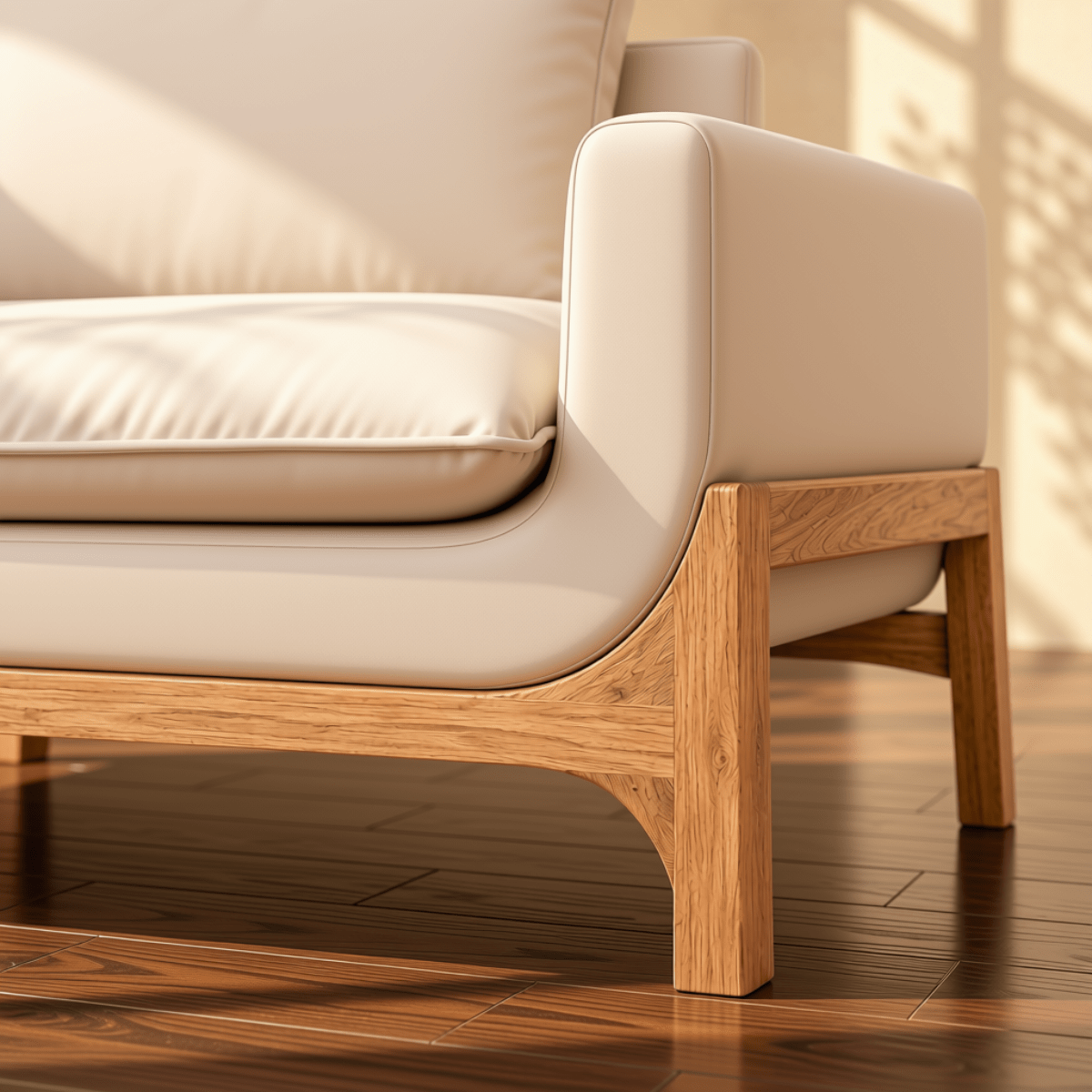 Raya 3-Seater Wooden Upholstered Sofa - Sofas - Gharaana