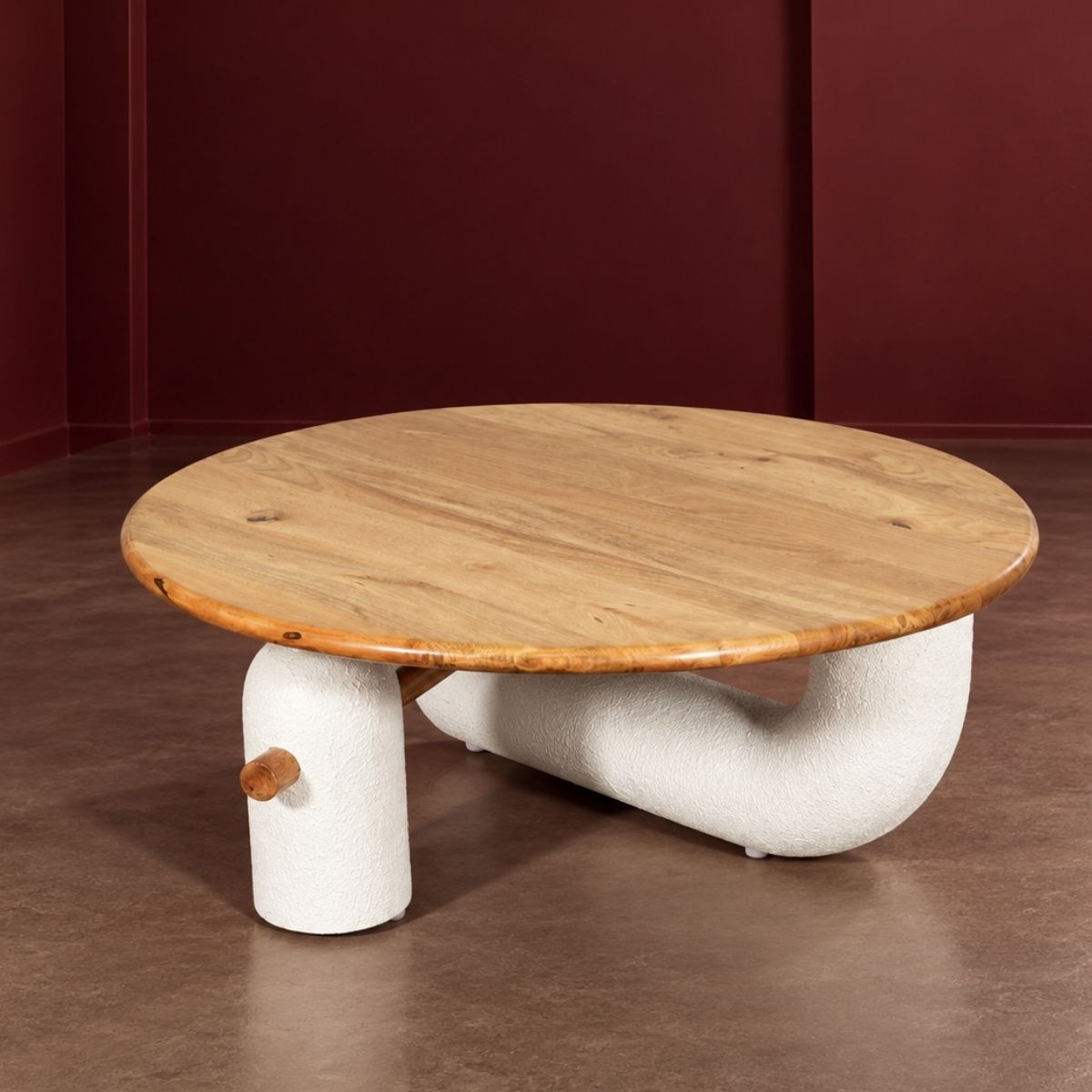 Aurum Round Stone Finish Coffee Table - Centre Tables - Gharaana