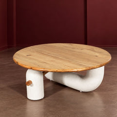 Aurum Round Stone Finish Coffee Table - Centre Tables - Gharaana