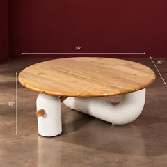 Aurum Round Stone Finish Coffee Table - Centre Tables - Gharaana