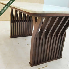Verona Marble-Top Wooden Dining Table Set - Dining Set - Gharaana