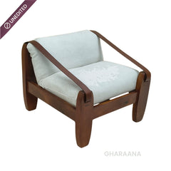 Prive Wooden Plush Armchair - Armchairs - Gharaana