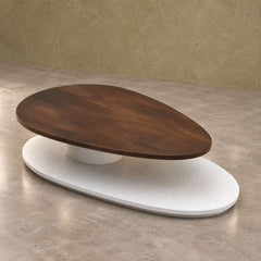 Swivel Rotating 2-Tier Solid Wood Centre Table - Centre Tables - Gharaana