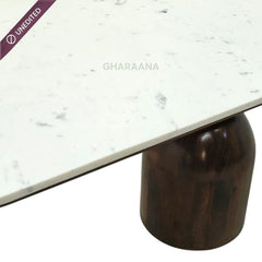 Adhira Marble - Top Wooden Dining Table Set - Dining Set - Gharaana